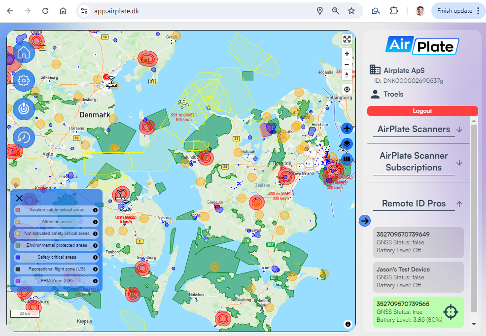 Screenshot of the dashboard