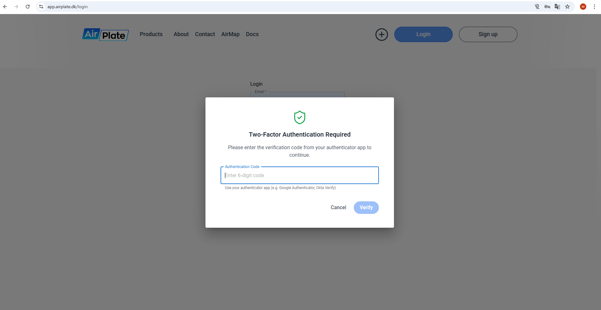 Enter 6-digit code from your authenticator app on log in